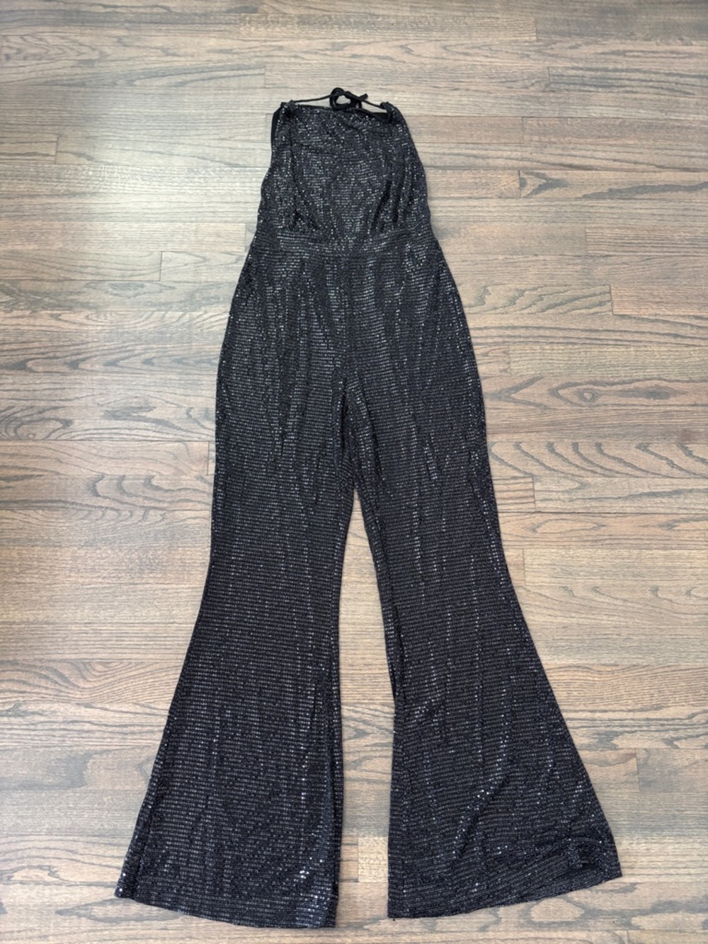 Elegant Black Sequin Jumpsuit - Picture 2 of 8